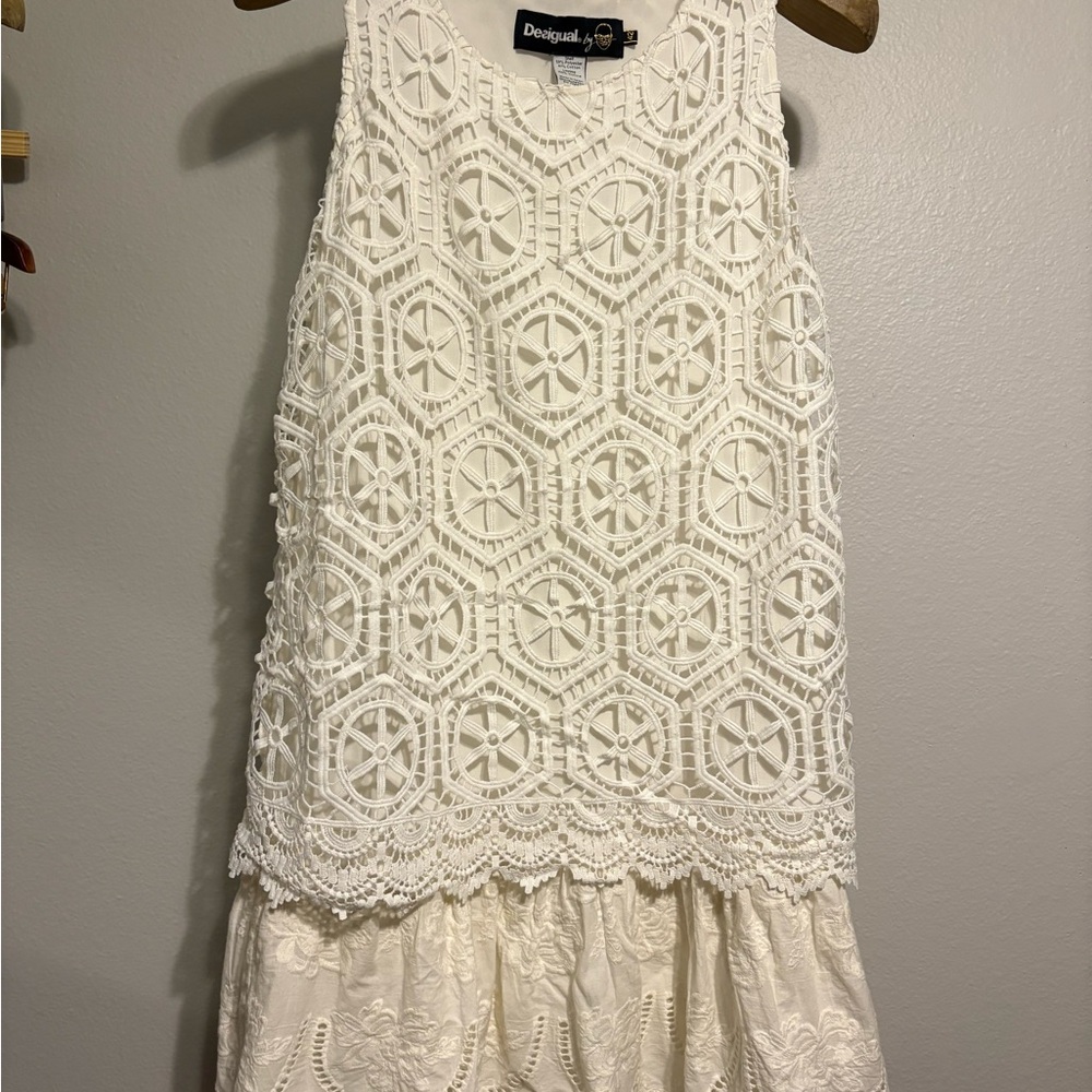 Desigual Cream Lace sleeveless Dress